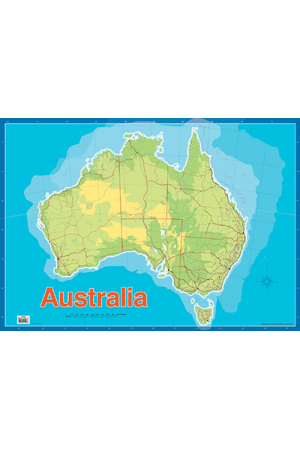 Map of Australia - Blank (No cities, towns or landmarks) A1 Chart