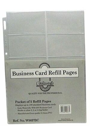 Waterville Business Card Refill Sheets - A4 (Pack of 5)