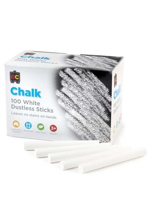 Chalk Dustless White 100 Pieces