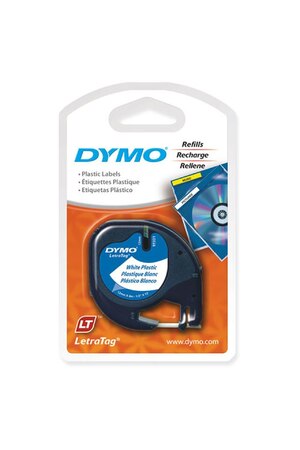 Dymo Letratag: Plastic Tape 12mm x 4m (White)
