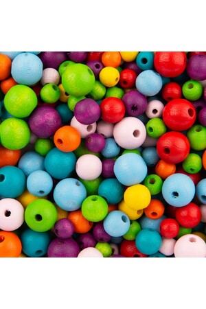 Wooden Beads - Assorted Colours (1 kg)