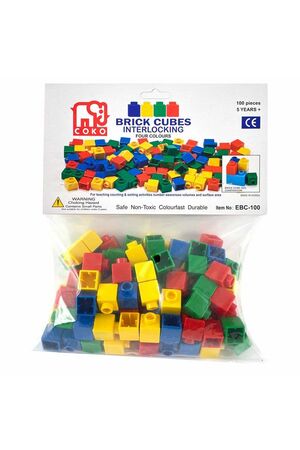 COKO - Cube Bricks (4 Assorted Colours) 100 pc Set