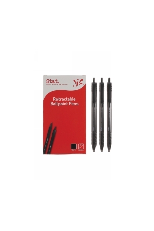 Stat 1.0mm Ballpoint Retractable Medium: Black (Box of 12)