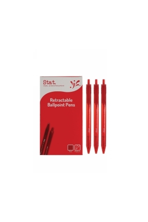 Stat 1.0mm Ballpoint - Retractable Medium: Red (Box of 12)