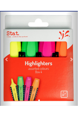 Stat: Highlighter - Assorted (Pack of 4)