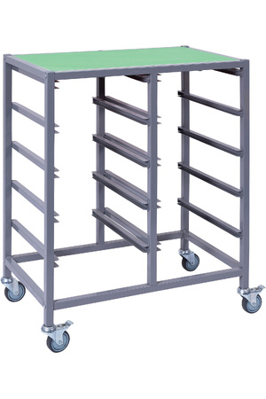 Double Tote tray Trolley Frame (Red / Green Top)