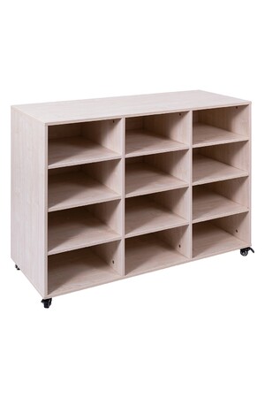 Mobile Storage Trolley - White Oak: 12 Bay