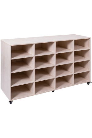 Mobile Storage Trolley - White Oak: 16 Bay (Trays Sold Separately)