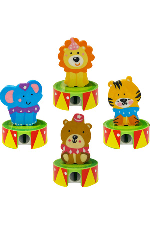 Circus Erasers with Sharpeners - Pack of 4
