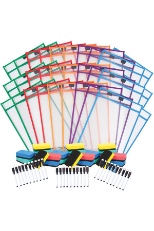 Write N Wipe Paper Saver Sleeves inc Pens and Erasers (Pack of 30)