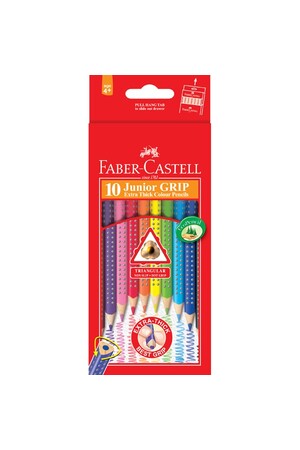Faber-Castell Coloured Pencils - Junior Grip Triangular Extra Thick (Pack of 10)