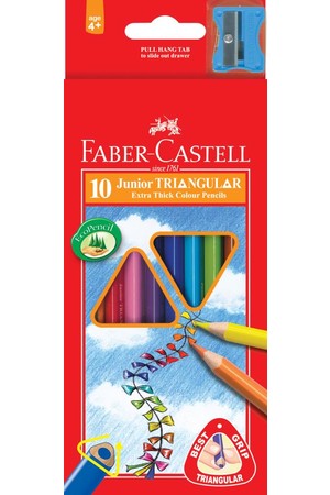 Faber-Castell Coloured Pencils - Triangular Grip: Pack of 10