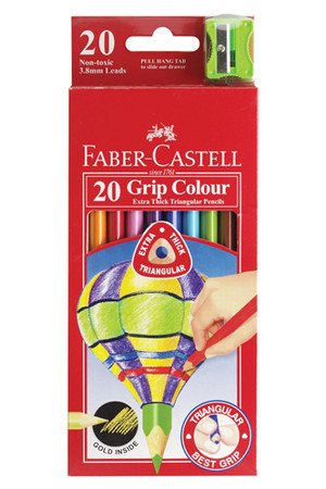 Faber-Castell Coloured Pencils - Triangular Grip: Pack of 20