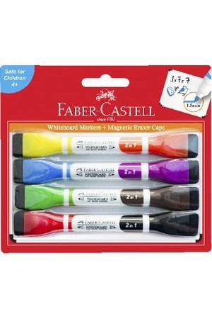 Faber-Castell Whiteboard Markers + Magnetic Eraser Caps