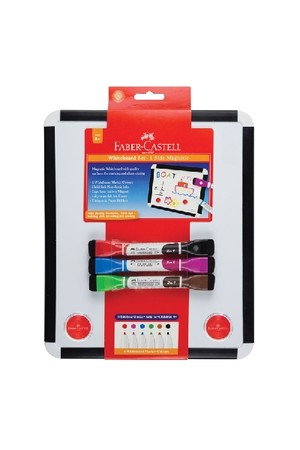 Faber-Castell Whiteboard Set - 2 Sided inc. Markers with Eraser Ends