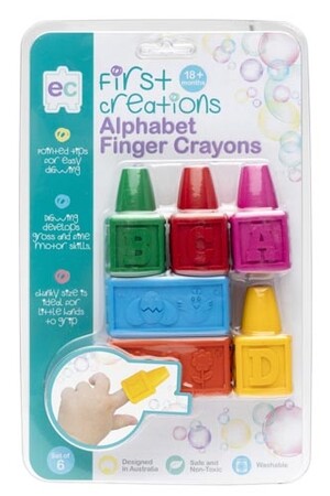 First Creations Easi-Grip Alphabet Finger Crayons - Set of 6