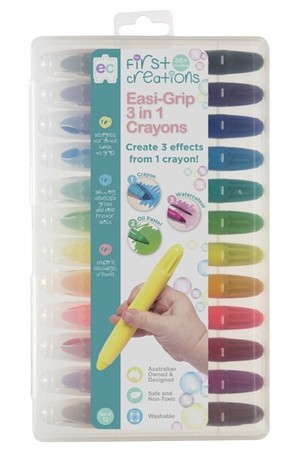 Easi-Grip 3 in 1 Crayons - Set of 12
