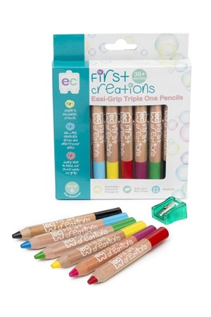 Easi-Grip Triple One Wooden Pencils  - Pack of 6