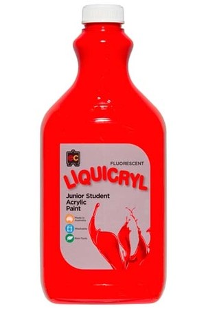 Liquicryl Fluorescent Junior Acrylic Paint 2L - Scarlet