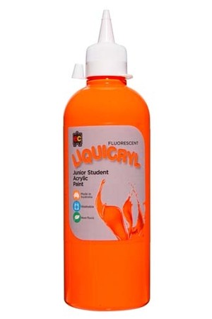 Liquicryl Fluorescent Junior Acrylic Paint 500mL - Orange