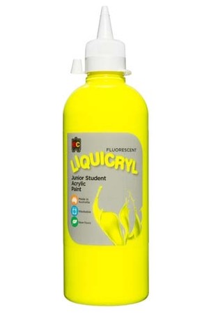 Liquicryl Fluorescent Junior Acrylic Paint 500mL - Yellow