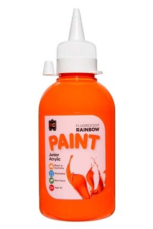 Fluorescent Rainbow Paint Junior Acrylic Paint 250mL - Orange