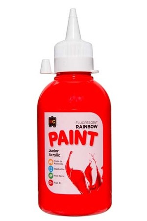 Fluorescent Rainbow Paint Junior Acrylic Paint 250mL - Scarlet