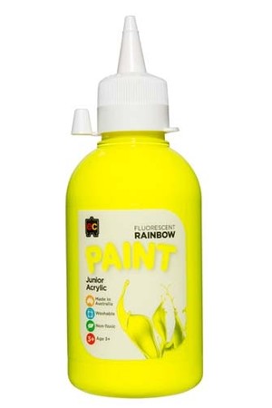 Fluorescent Rainbow Paint Junior Acrylic Paint 250mL - Yellow