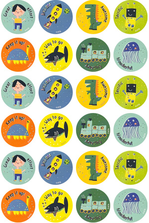 Kid-Drawn Doodles (Boy) - Foil Stickers (Pack of 72)