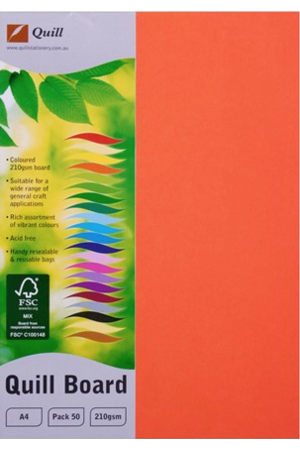 Quill Board 210gsm (A4) - Pack of 50: Orange