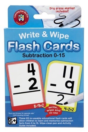 Write & Wipe Flash Cards - Subtraction