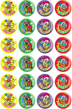 Clowns In Town Merit Stickers