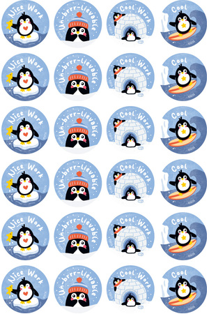 Playful Penguins Merit Stickers
