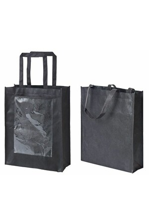 Black Eco Bags with Display Pocket - Small (Pack of 10)