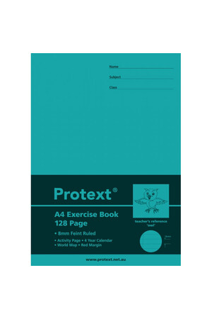 Protext A4 Exercise Book - 8mm Ruled (Owl) 128PG