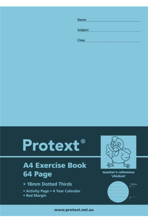 Protext A4 Exercise Book - 18mm Dotted Thirds (Chicken) 64PG