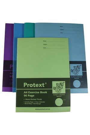 Protext A4 Exercise Book - 14mm Dotted Thirds (Goanna) 96PG