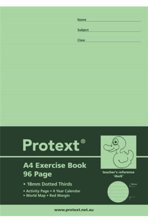 Protext A4 Exercise Book - 18mm Dotted Thirds (Duck) 96PG