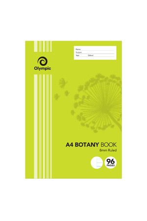 Olympic Botany Book - A4 8mm Ruled: 96pg (Pack of 10)