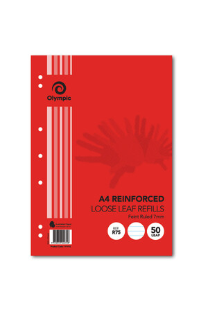 Olympic Loose Leaf Reinforced Refills - A4 Ruled 7mm (50 Leaf)