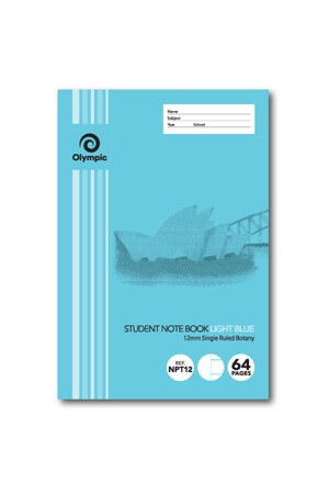 Olympic Botany Book - 12mm Single Ruled Light Blue (NPT12): 64pg (Single)