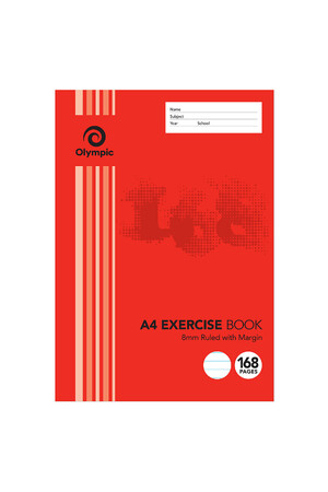 Olympic Exercise Book - A4 8mm Ruled: 168pg (Single)