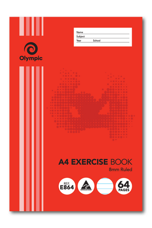Olympic Exercise Book - A4: 64 Pages (Single)