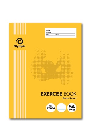 Olympic Exercise Book (225x175mm) - 8mm Ruled: 64 Pages (Single)