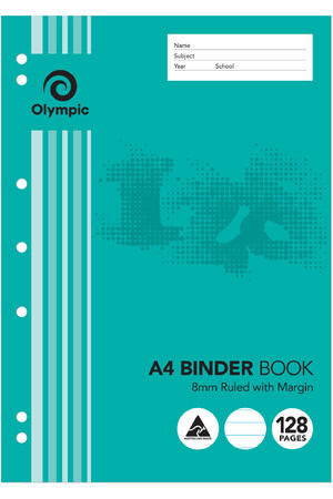 Olympic Binder Book (A4) - 8mm Ruled: 128 Pages (Single)