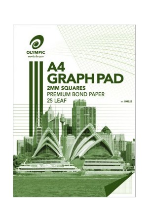 Olympic Graph Pad (A4) - 2mm Top Padded, 7 Holes: 25 Leaf (Pack of 5)