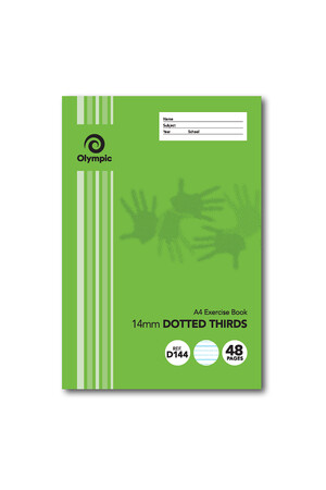 Olympic Exercise Book - A4 14mm Dotted-Thirds Green (D144I): 48pg (Single)