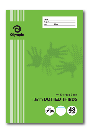 Exercise Book Olympic A4 48 Page 18mm Dotted Thirds (Single)