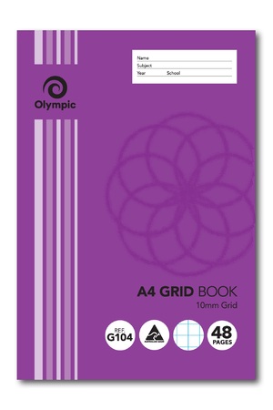 Grid Book Olympic A4 48 Page 10mm Grid (Single)
