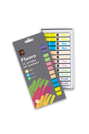 Jumbo Fluorescent Oil Pastels - Pack of 12